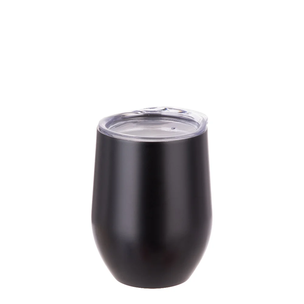 12oz 360ml Sublimation Wine Tumbler with Lid (Matt Black) thumbnail 1