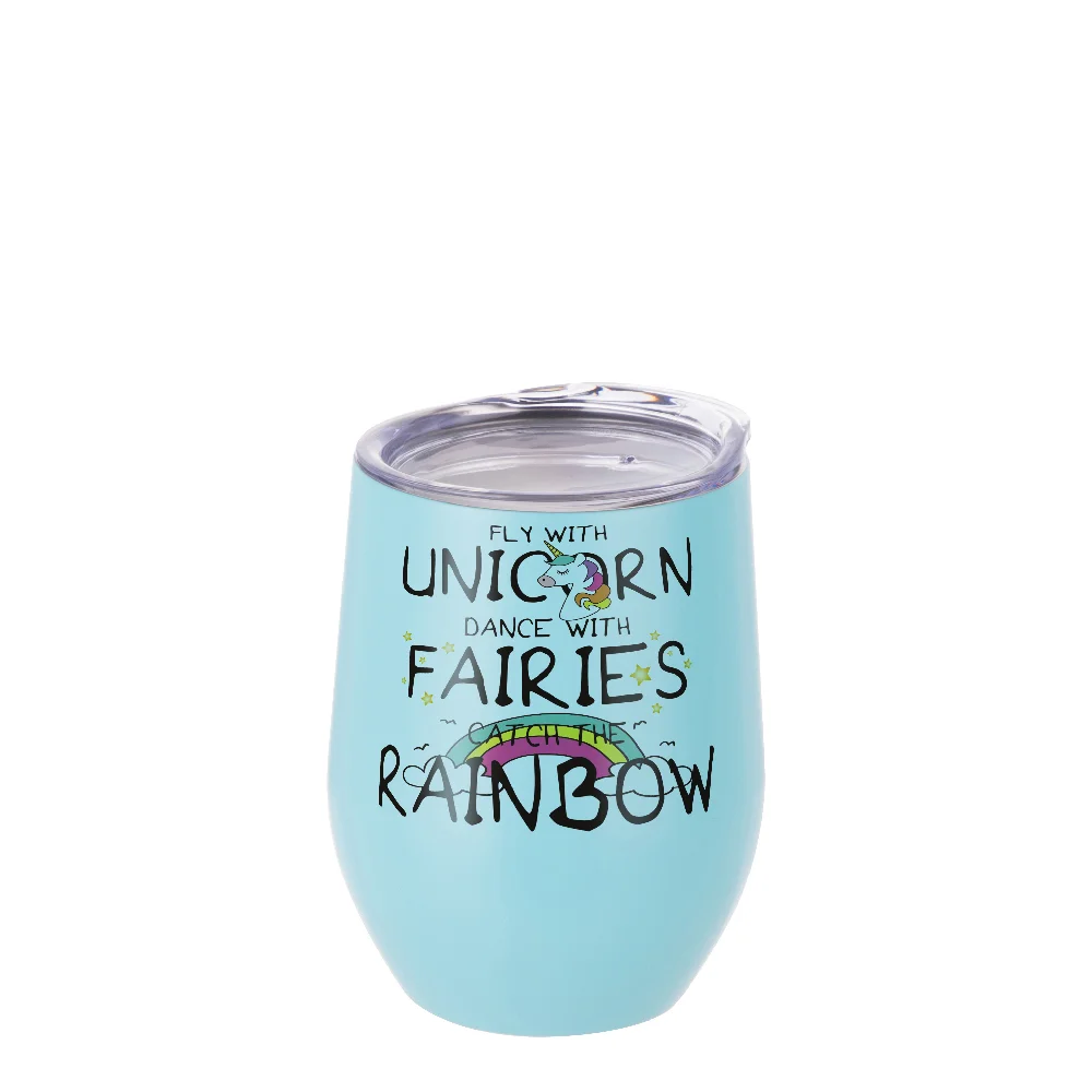 12oz 360ml Sublimation Wine Tumbler with Lid (Matt Mint Green) thumbnail 2