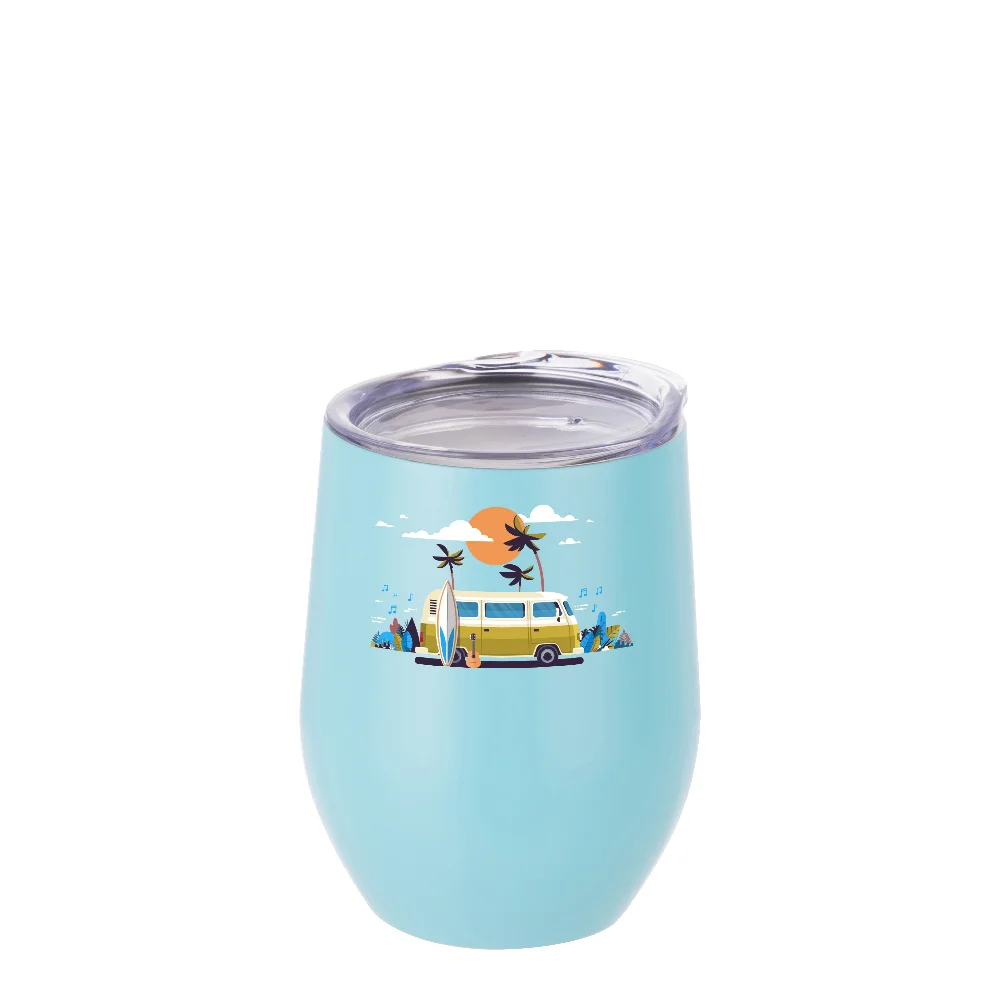 12oz 360ml Sublimation Wine Tumbler with Lid (Matt Mint Green) thumbnail 3