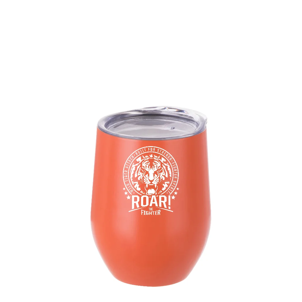 12oz 360ml Sublimation Wine Tumbler with Lid (Matt Orange) thumbnail 3