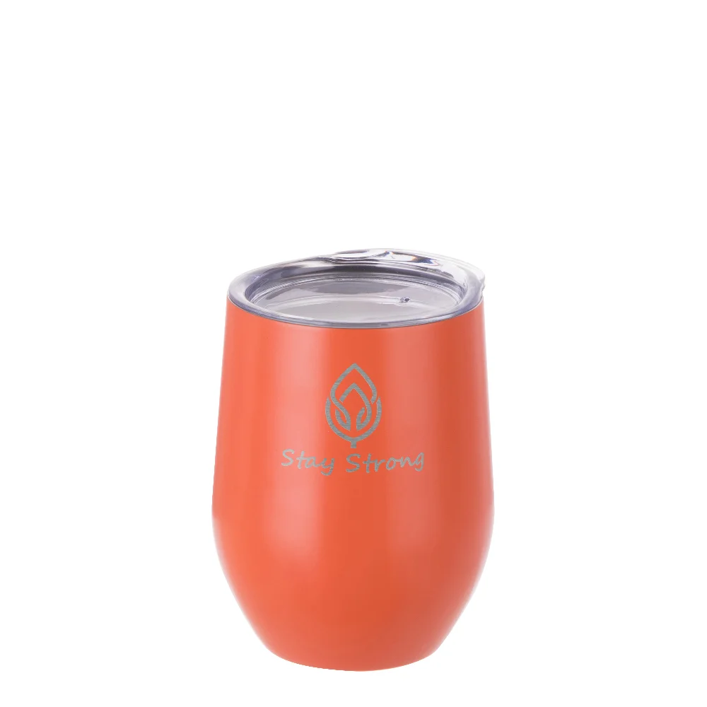 12oz 360ml Sublimation Wine Tumbler with Lid (Matt Orange) thumbnail 4