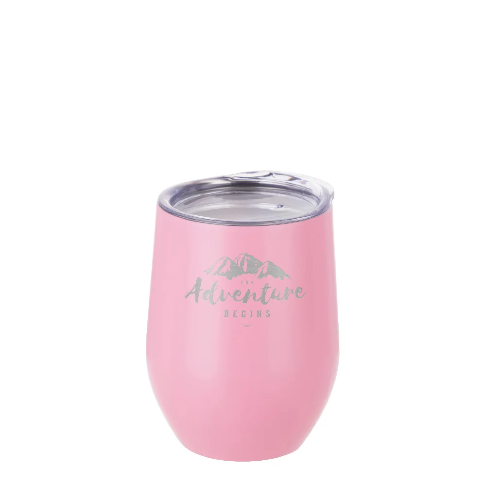 12oz 360ml Sublimation Wine Tumbler with Lid (Matt Pink) thumbnail 4