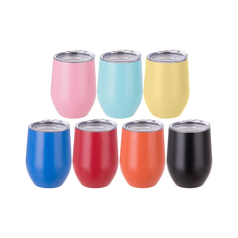 12oz 360ml Sublimation Wine Tumbler with Lid (Matt Pink) thumbnail 6