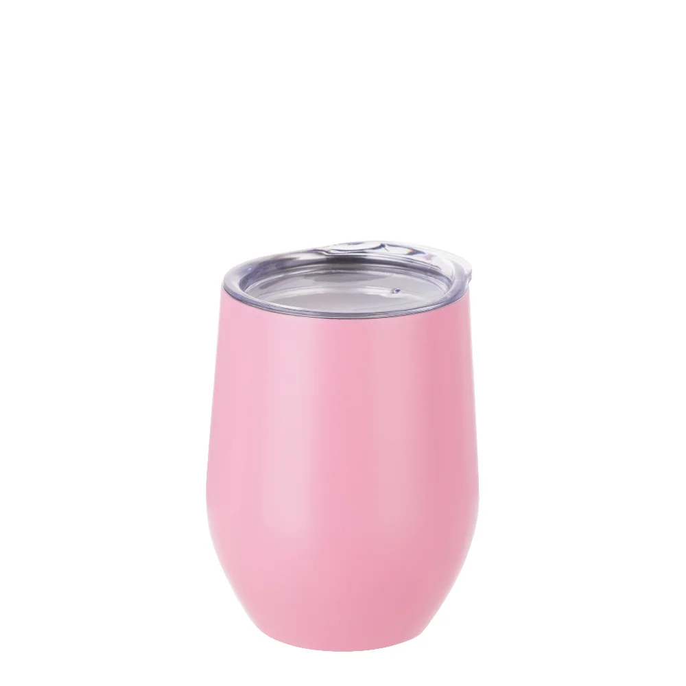 12oz 360ml Sublimation Wine Tumbler with Lid (Matt Pink) thumbnail 1