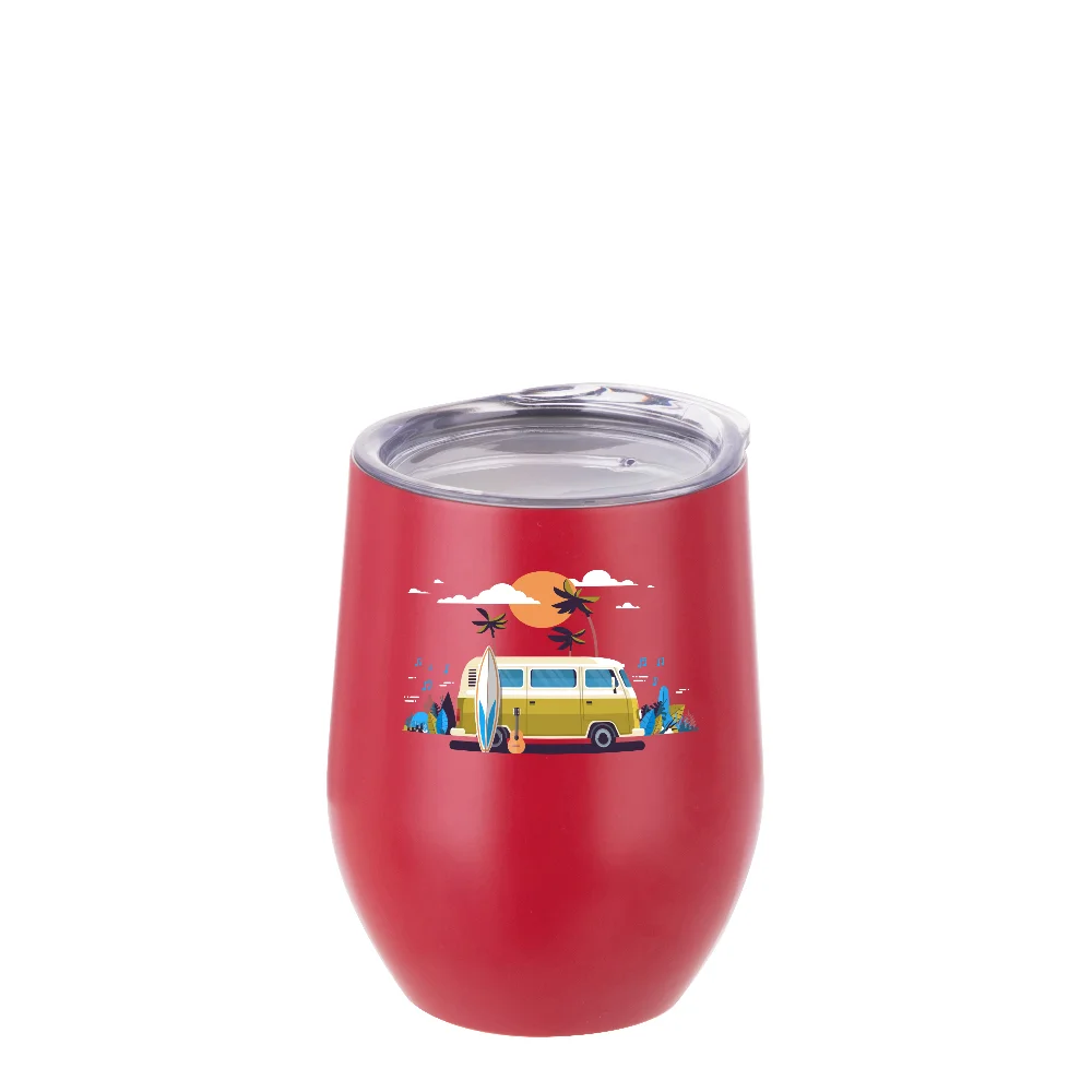 12oz 360ml Sublimation Wine Tumbler with Lid (Matt Red) thumbnail 3