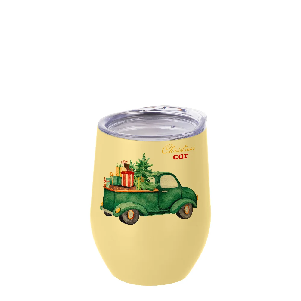 12oz 360ml Sublimation Wine Tumbler with Lid (Matt Yellow) thumbnail 2