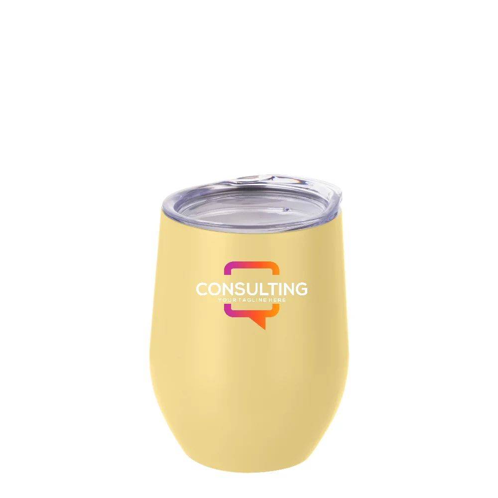 12oz 360ml Sublimation Wine Tumbler with Lid (Matt Yellow) thumbnail 3