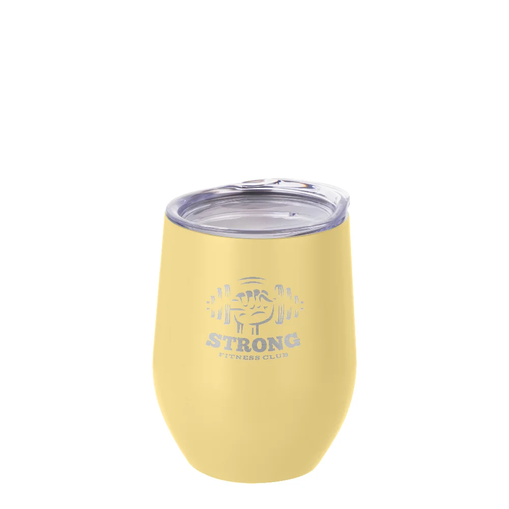 12oz 360ml Sublimation Wine Tumbler with Lid (Matt Yellow) thumbnail 4