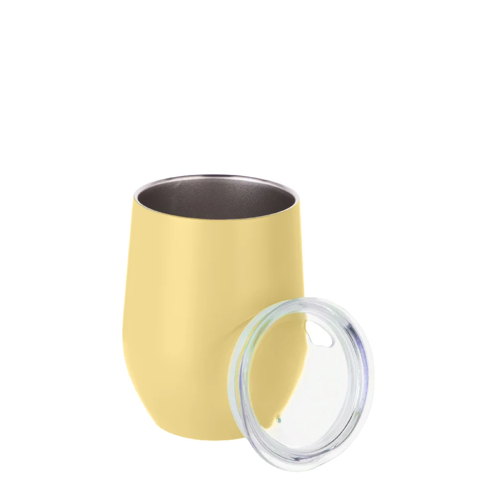 12oz 360ml Sublimation Wine Tumbler with Lid (Matt Yellow) thumbnail 5