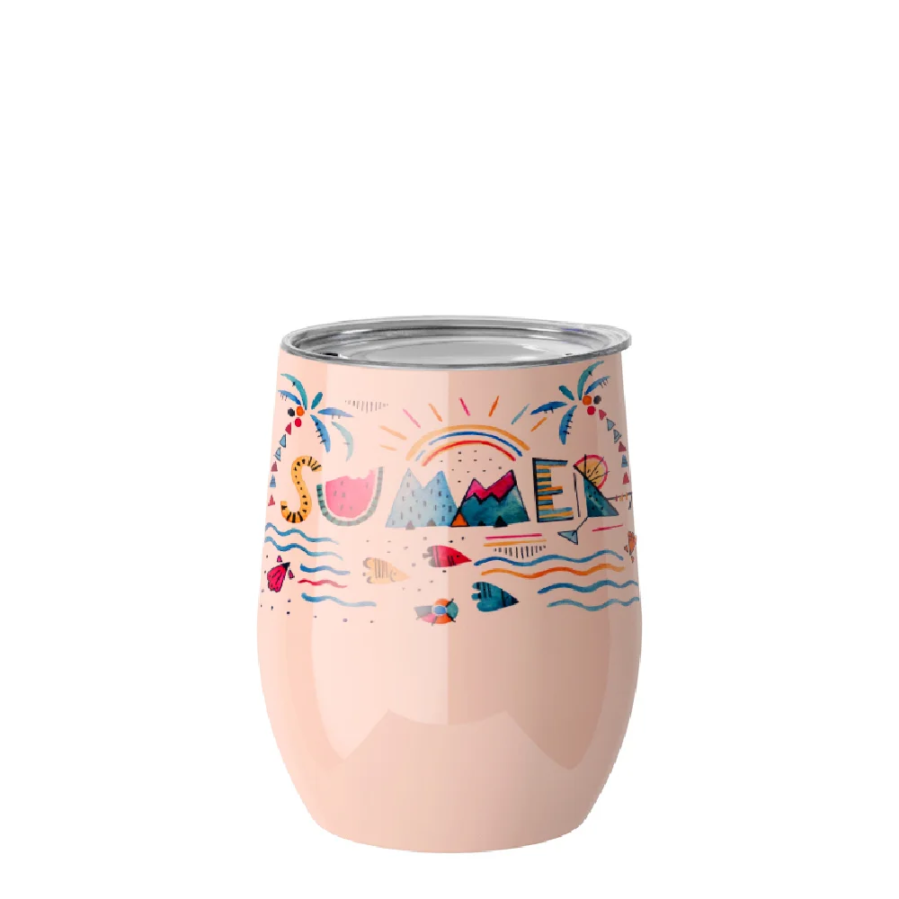 12oz 360ml Sublimation Wine Tumbler with Lid (Glossy Orange) thumbnail 2