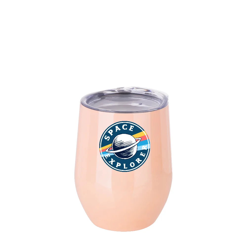 12oz 360ml Sublimation Wine Tumbler with Lid (Glossy Orange) thumbnail 3
