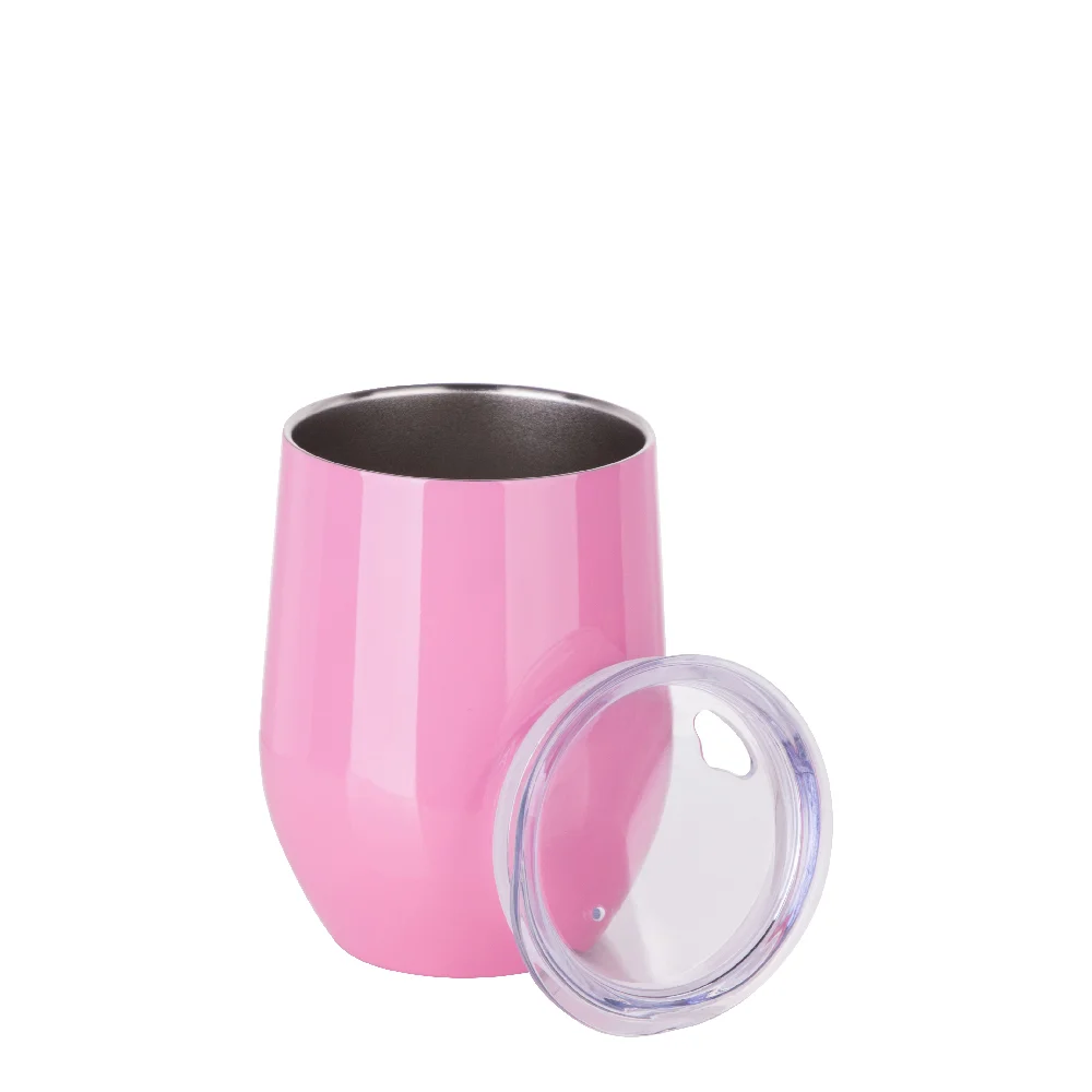 12oz 360ml Sublimation Wine Tumbler with Lid (Glossy Pink) thumbnail 5