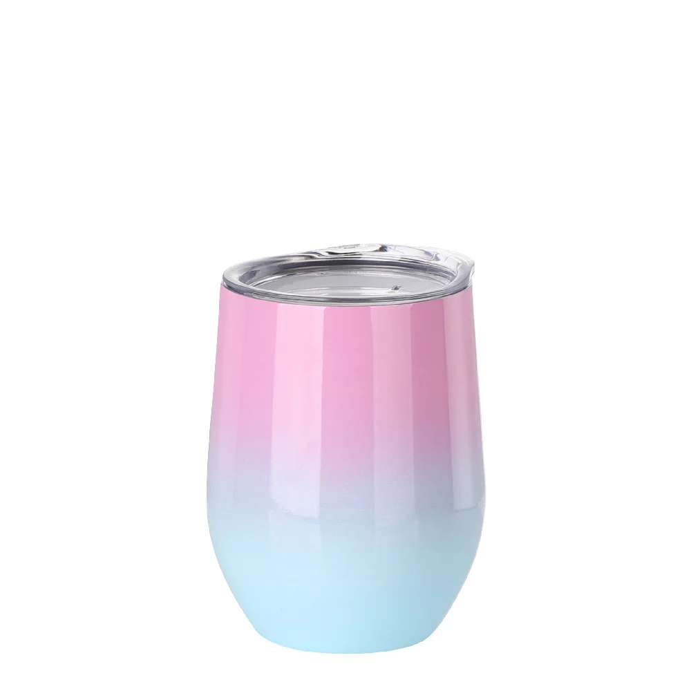 12oz 360ml Sublimation Wine Tumbler with Lid (Ombre Pink+Blue)