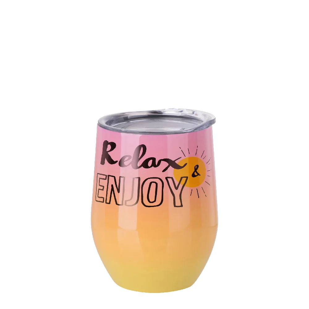 12oz 360ml Sublimation Wine Tumbler with Lid (Ombre Pink+Yellow)