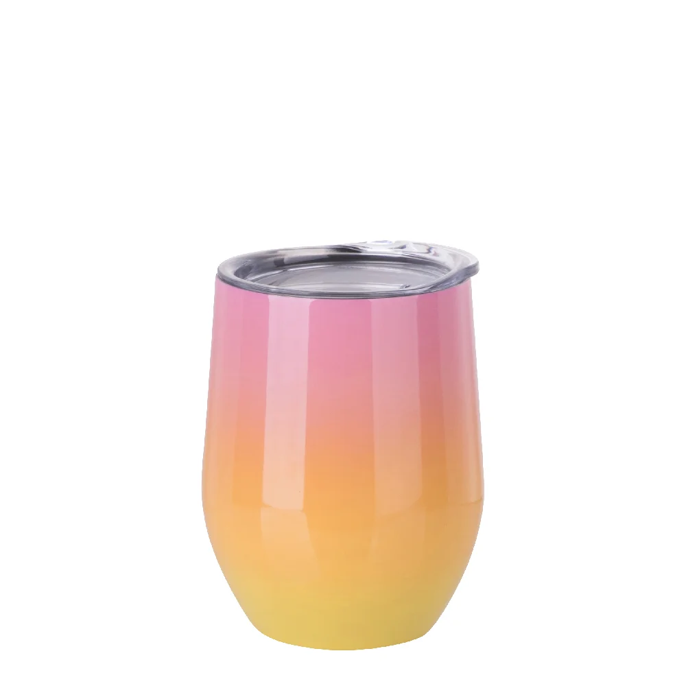 12oz 360ml Sublimation Wine Tumbler with Lid (Ombre Pink+Yellow)