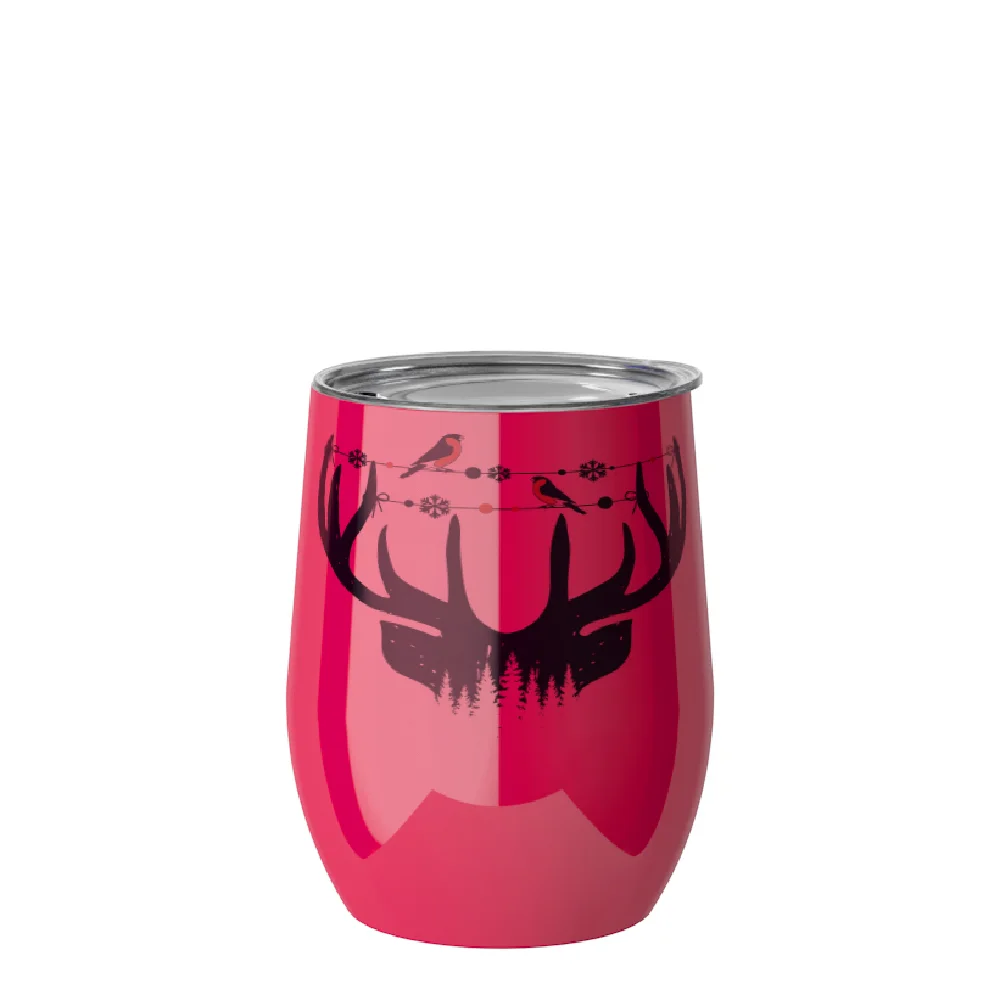 12oz 360ml Sublimation Wine Tumbler with Lid (Glossy Red) thumbnail 2