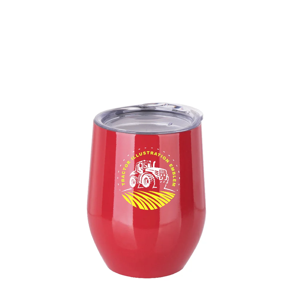 12oz 360ml Sublimation Wine Tumbler with Lid (Glossy Red) thumbnail 3