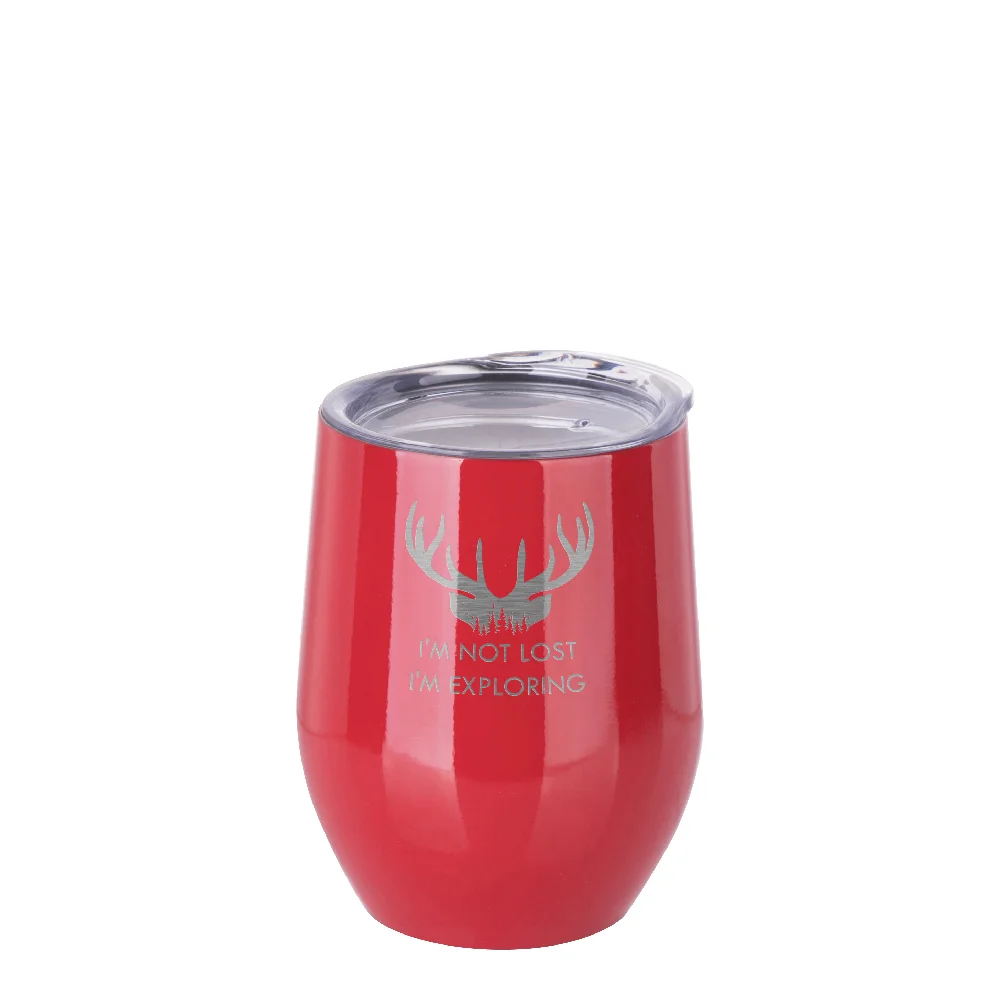 12oz 360ml Sublimation Wine Tumbler with Lid (Glossy Red) thumbnail 4