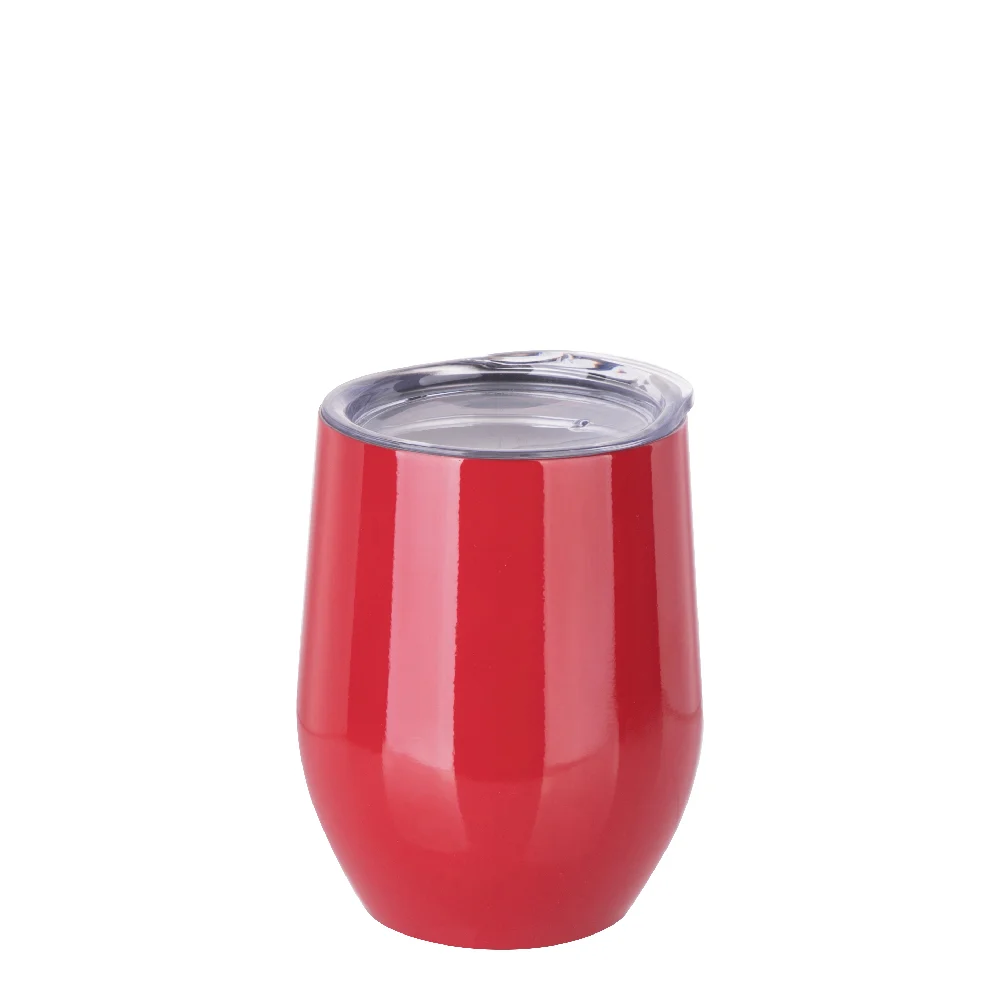 12oz 360ml Sublimation Wine Tumbler with Lid (Glossy Red) thumbnail 1