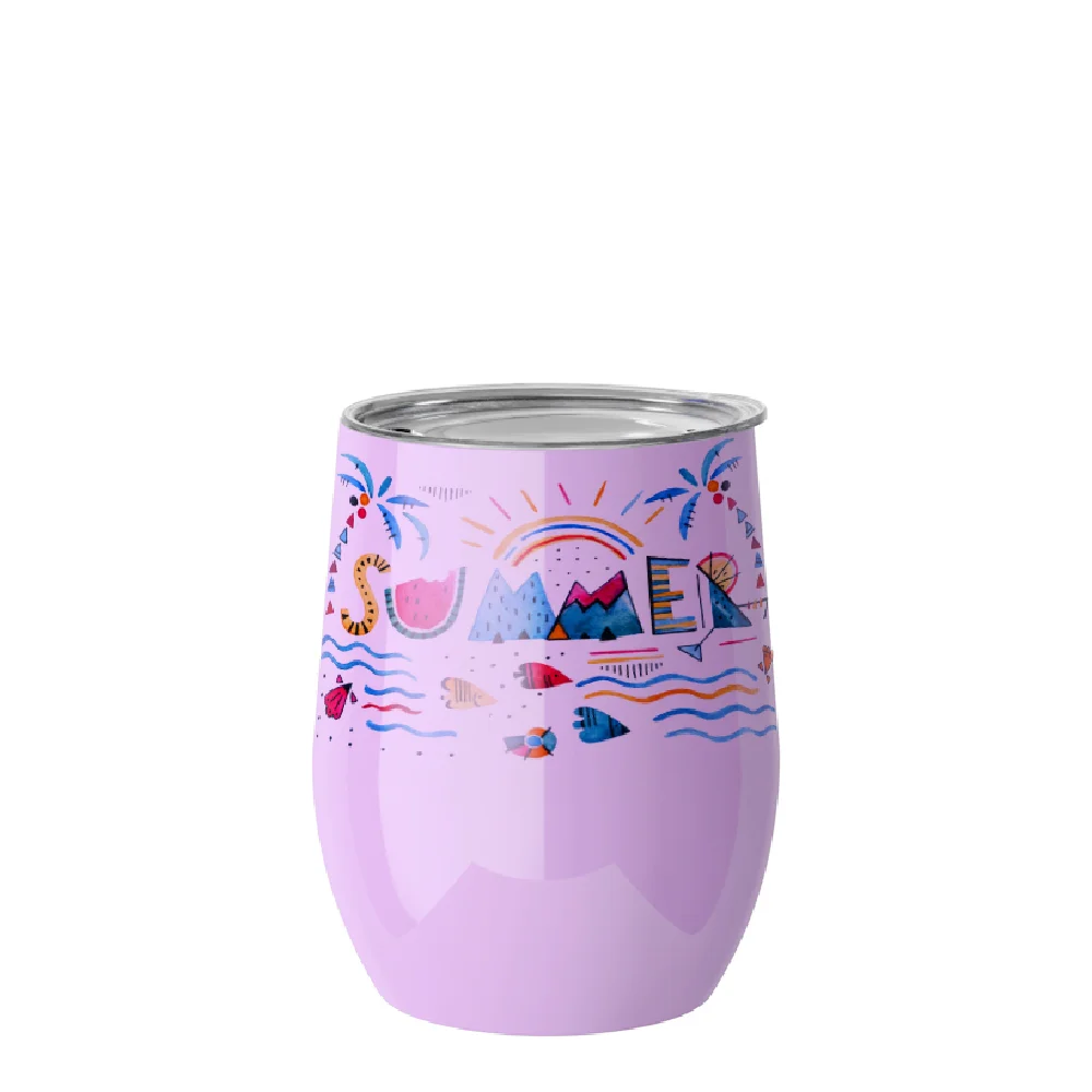 12oz 360ml Sublimation Wine Tumbler with Lid (Glossy Purple) thumbnail 2