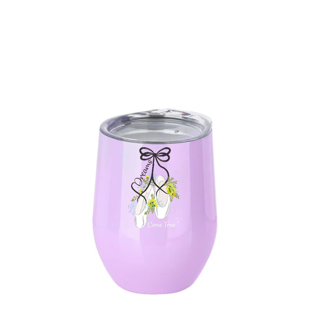 12oz 360ml Sublimation Wine Tumbler with Lid (Glossy Purple) thumbnail 3