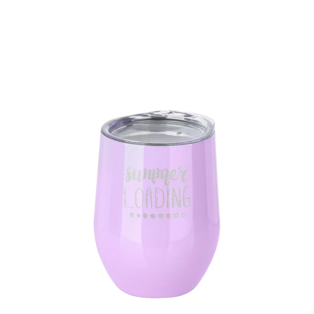 12oz 360ml Sublimation Wine Tumbler with Lid (Glossy Purple) thumbnail 4