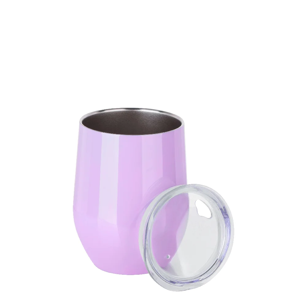 12oz 360ml Sublimation Wine Tumbler with Lid (Glossy Purple) thumbnail 5