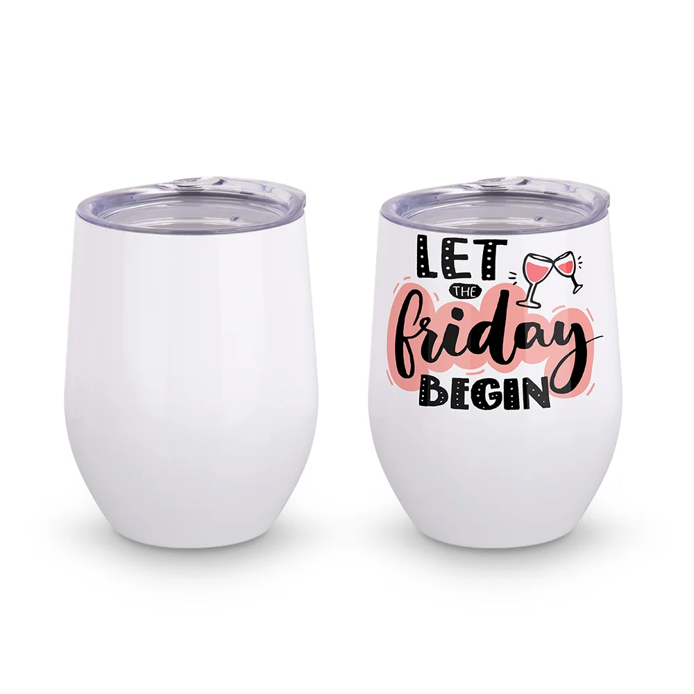 12OZ 360ml Sublimation Stainless Steel Wine Cup (Glossy White) thumbnail 5