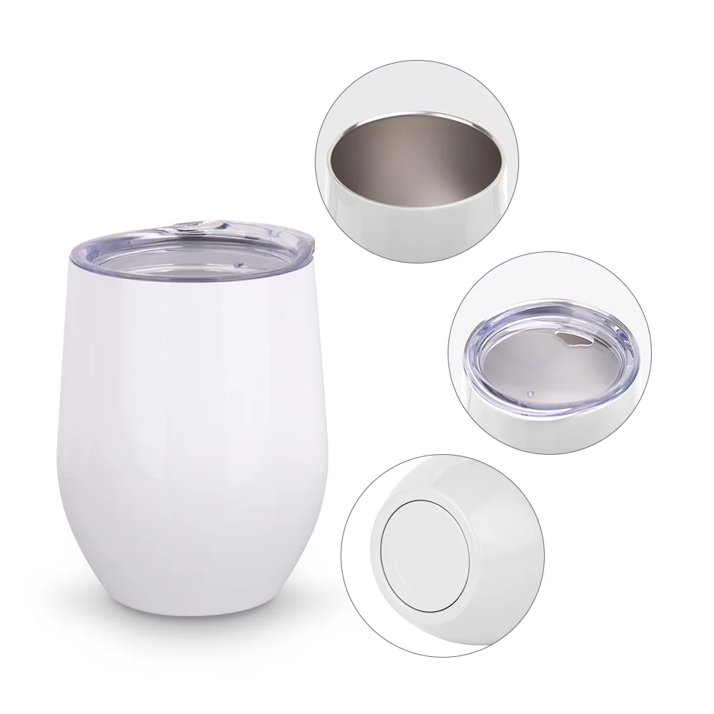 12OZ 360ml Sublimation Stainless Steel Wine Cup (Glossy White) thumbnail 6