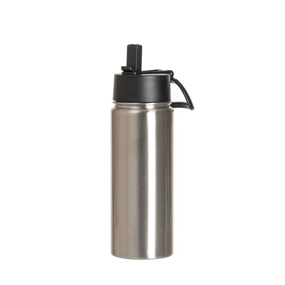 27OZ 800ml Stainless Steel Water Bottle withBlack Straw Lid (Silver, Single Wall) thumbnail 1