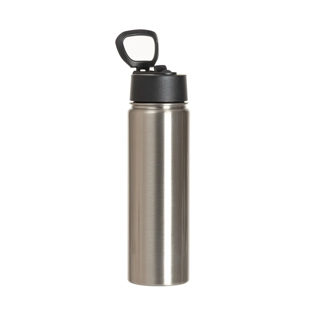 30OZ 900ml Stainless Steel Water Bottle withBlack Straw Lid (Silver, Single Wall) thumbnail 3