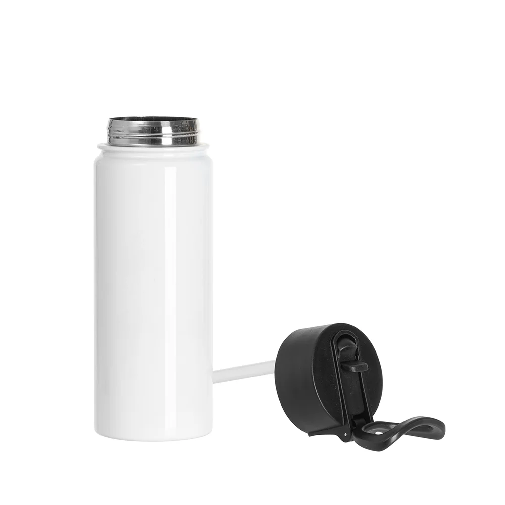 27OZ 800ml Stainless Steel Water Bottle withBlack Straw Lid (White, Single Wall) thumbnail 3