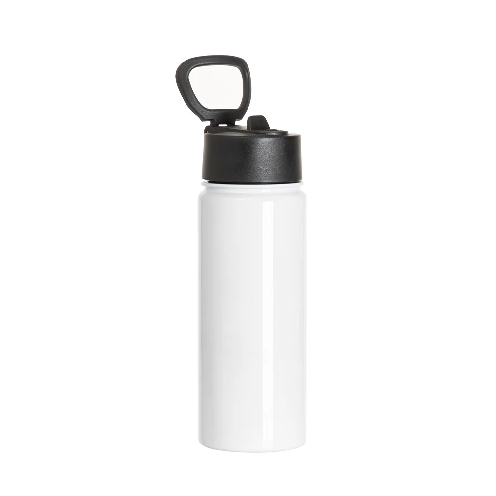 27OZ 800ml Stainless Steel Water Bottle withBlack Straw Lid (White, Single Wall) thumbnail 4