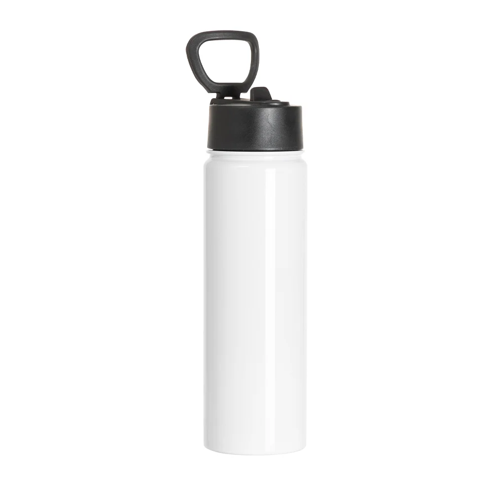 30OZ 900ml Stainless Steel Water Bottle withBlack Straw Lid (White, Single Wall) thumbnail 4