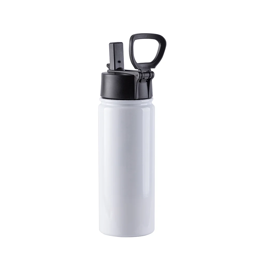 18OZ 550ml Stainless Steel Flask with Wide Mouth, Straw & Portable Handle (White)