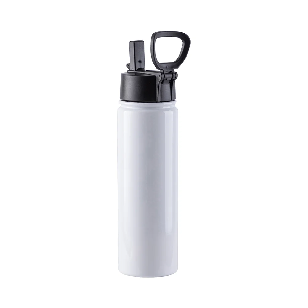 22OZ 650ml Stainless Steel Flask with Wide Mouth, Straw & Portable Handle (White)