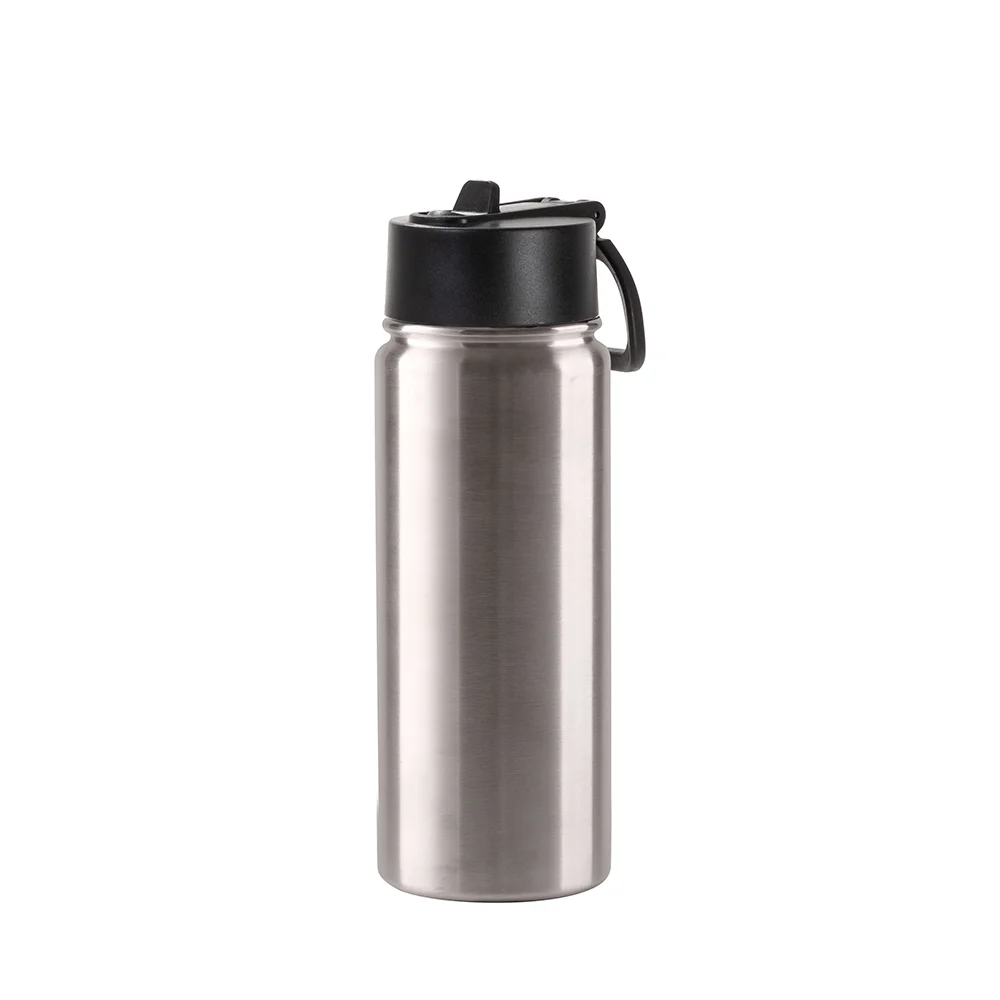 18oz/550ml Stainless Steel Water Bottle w/ Wide Mouth Straw Lid & Rotating Handle thumbnail 4