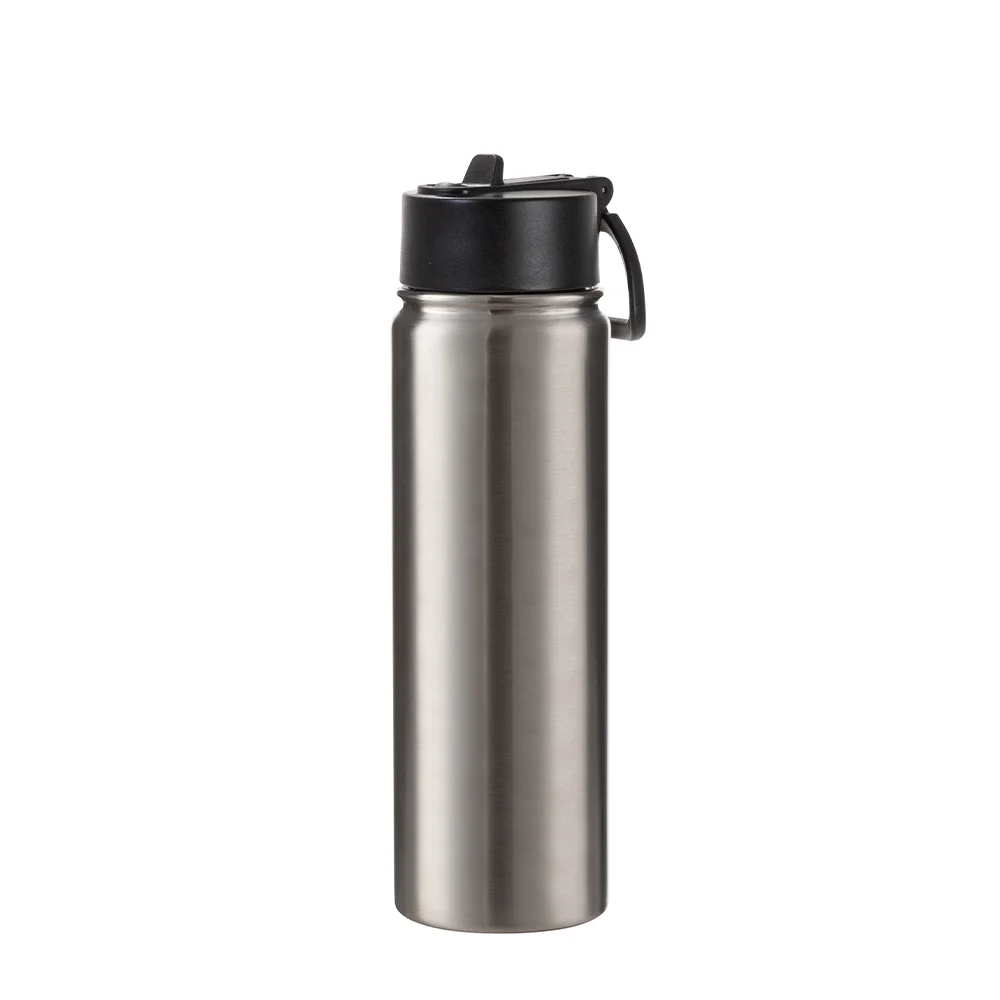 22oz/650ml Stainless Steel Flask with Wide Mouth Straw Lid & Rotating Handle thumbnail 1