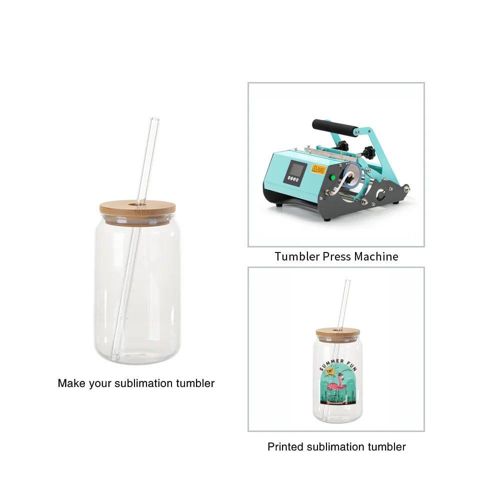13oz/400ml Clear Glass Mugs with Bamboo lid & Glass Straw thumbnail 7