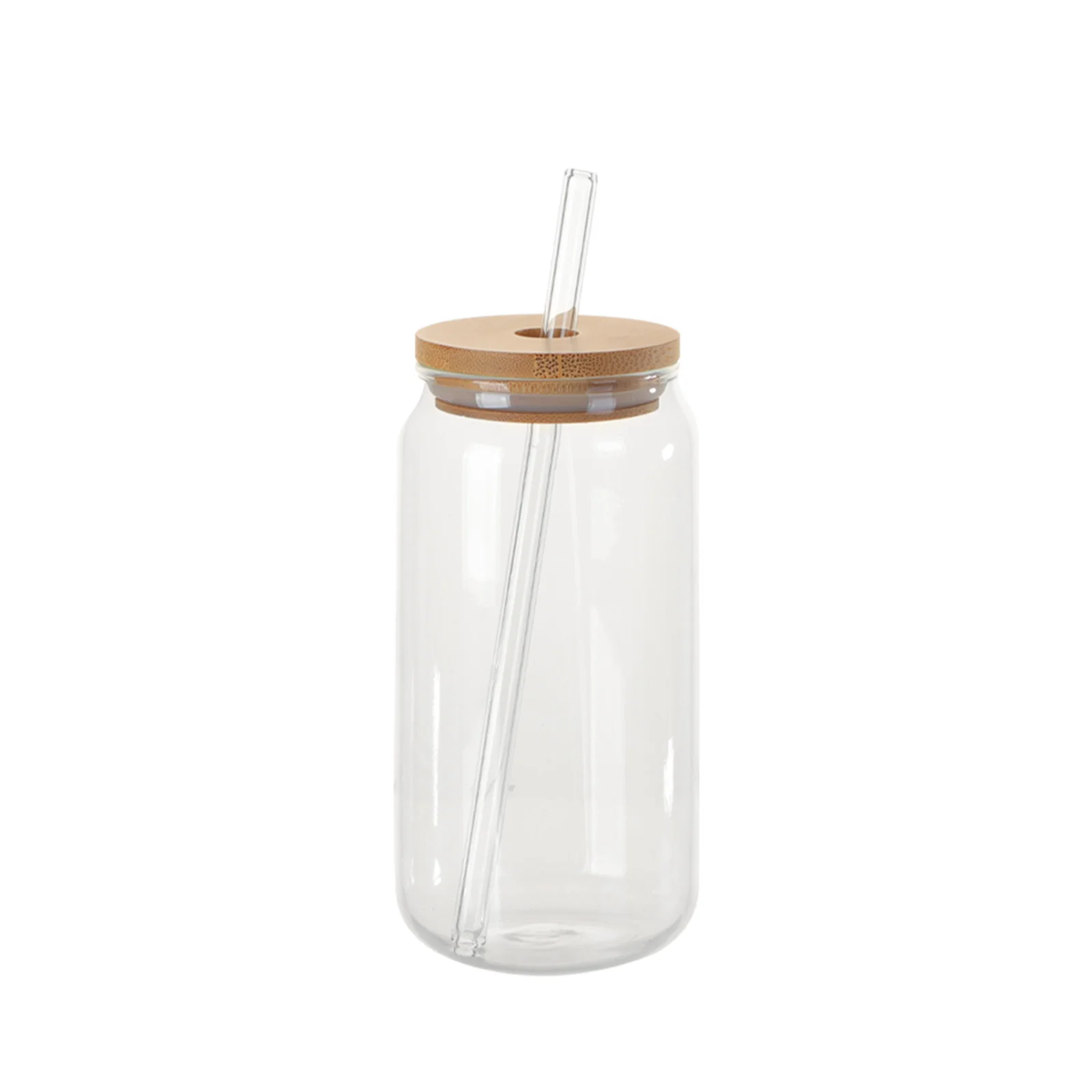 18oz/550ml Clear Glass with Bamboo lid & Glass Straw - image 1