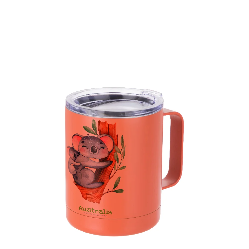 10oz Sublimation Insulated Stainless Steel Coffee Mug with Handle (Matt Orange) thumbnail 2