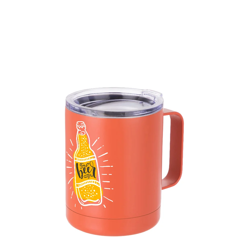10oz Sublimation Insulated Stainless Steel Coffee Mug with Handle (Matt Orange) thumbnail 3