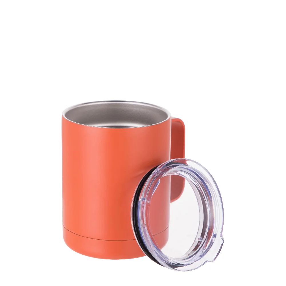 10oz Sublimation Insulated Stainless Steel Coffee Mug with Handle (Matt Orange) thumbnail 5