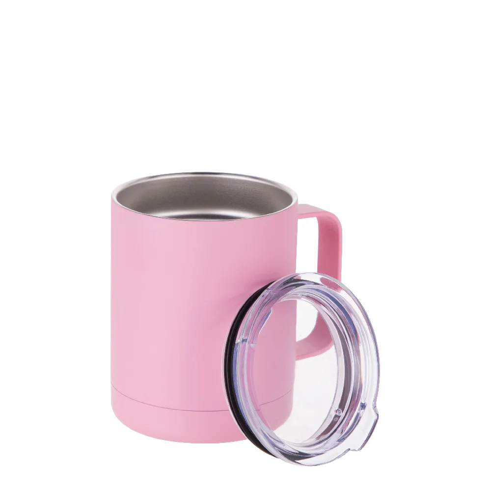 10oz Sublimation Insulated Stainless Steel Coffee Mug with Handle (Matt Pink) thumbnail 5