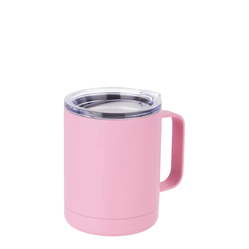 10oz Sublimation Insulated Stainless Steel Coffee Mug with Handle (Matt Pink) thumbnail 1