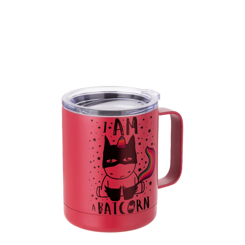 10oz Sublimation Insulated Stainless Steel Coffee Mug with Handle (Matt Red) thumbnail 2