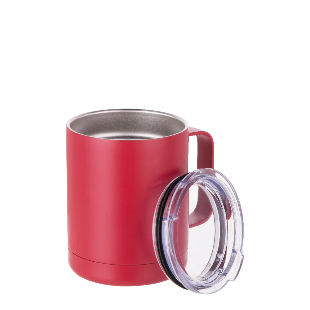 10oz Sublimation Insulated Stainless Steel Coffee Mug with Handle (Matt Red) thumbnail 5