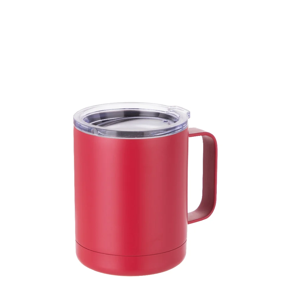 10oz Sublimation Insulated Stainless Steel Coffee Mug with Handle (Matt Red) thumbnail 1