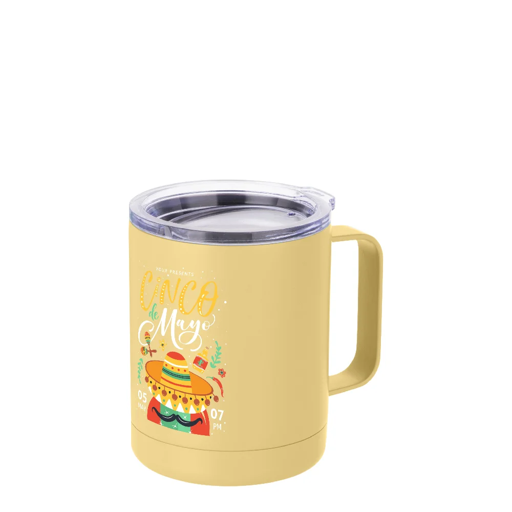10oz Sublimation Insulated Stainless Steel Coffee Mug with Handle (Matt Yellow) thumbnail 3