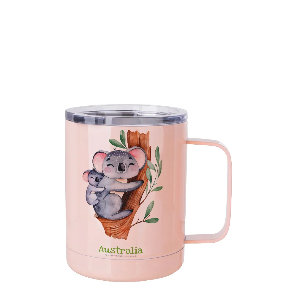 10oz Sublimation Insulated Stainless Steel Coffee Mug with Handle (Orange) thumbnail 2